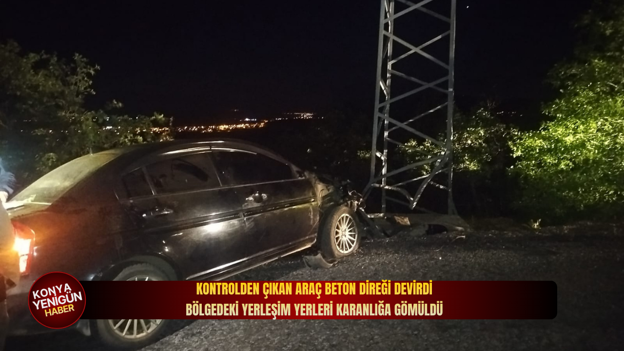 Kontrolden çıkan araç beton direği devirdi: Bölgedeki yerleşim yerleri karanlığa gömüldü