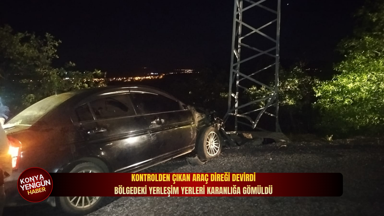 Kontrolden çıkan araç direği devirdi: Bölgedeki yerleşim yerleri karanlığa gömüldü