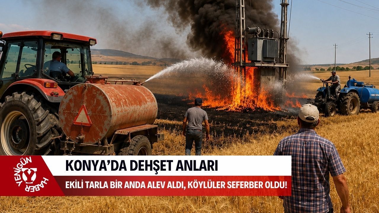 Konya’da dehşet anları: Ekili tarla bir anda alev aldı, köyl