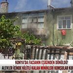 Konya'da facianın eşiğinden dönüldü! Alevler içinde kilitli kalan minikleri komşular kurtardı