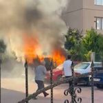 Selçuklu'da park halindeki araç alevlere teslim oldu!