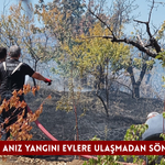 Konya’da anız yangını evlere ulaşmadan söndürüldü