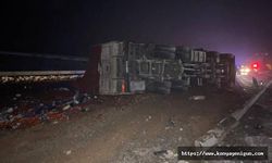 Tır devrildi tonlarca yüklü domates ziyan oldu