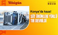 Konya'da tır devrildi! 1 yaralı
