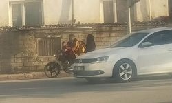 Konya'da motosiklet üzerinde tehlikeli yolculuk!