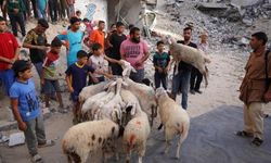 Gazzeliler enkaz üzerinde kurbanlarını kesti