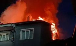 Yıldırım düşen evin çatısı alev aldı