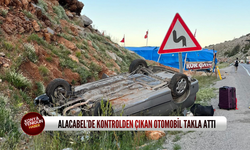 Alacabel’de kontrolden çıkan otomobil takla attı