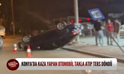 Selçuklu’da korkutan kaza: Otomobil takla atıp ters döndü