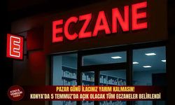 Pazar günü ilacınız yarım kalmasın! Konya’da 5 Temmuz’da açık olacak tüm eczaneler belirlendi
