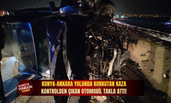 Konya-Ankara yolunda korkutan kaza: Kontrolden çıkan otomobil takla attı!