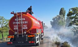 Karapınar'daki ot yangını büyümeden söndürüldü