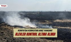 Konya'da korkutan anız yangını! Alevler ekili alanlara ulaşmadan kontrol altına alındı