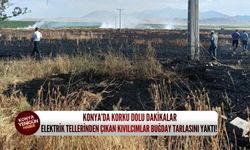 Konya’da korku dolu dakikalar: Elektrik tellerinden çıkan kıvılcımlar buğday tarlasını yaktı!