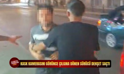 Kask kamerasını görünce çılgına dönen sürücü dehşet saçtı