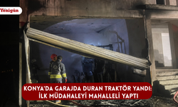 Konya'da garajda duran traktör yandı: İlk müdahaleyi mahalleli yaptı