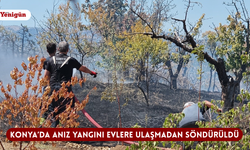 Konya’da anız yangını evlere ulaşmadan söndürüldü