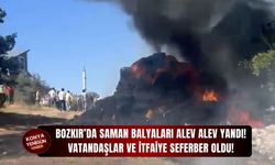 Bozkır’da saman balyaları alev alev yandı!