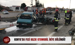 Konya’da feci kaza! Otomobil ikiye bölündü!