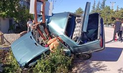 Kediye çarpmamak için kaza yaptı! Araç ikiye bölündü…