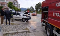 Beyşehir'de hareket halindeki araç yandı