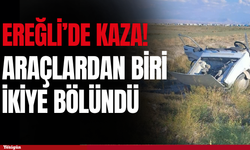 Ereğli'de Feci Kaza: Çarpışan otomobil iki parçaya bölündü, yaralılar var!