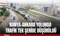 Konya-Ankara Yolunda trafik tek şeride düşürüldü