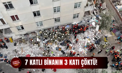 7 katlı binanın 3 katı çöktü!
