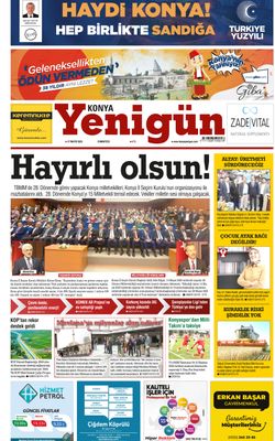 Konya Yenigün Gazetesi - 27.05.2023 Manşeti