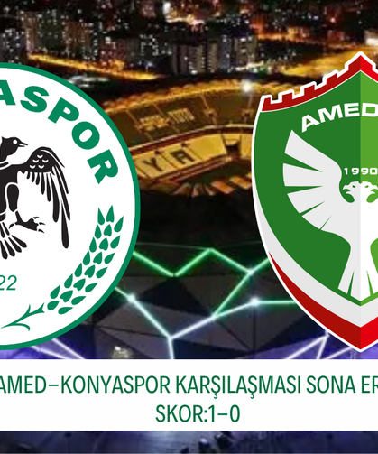 Amed- Konyaspor karşılaşması sona erdi! Skor: 1 - 0