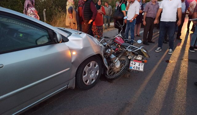Konya'da otomobil motosikletle çarpıştı: 2 yaralı