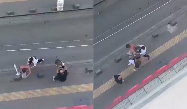 Sokak ortasında anne oğul kavgası kamerada