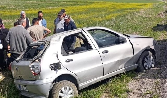 Direksiyon hakimiyetini kaybeden sürücü tarlaya daldı