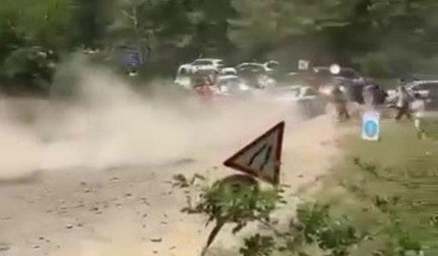 Ralli yarışında korku dolu anlar