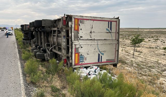 Un yüklü TIR kontrolden çıktı: 1 kişi yaralandı