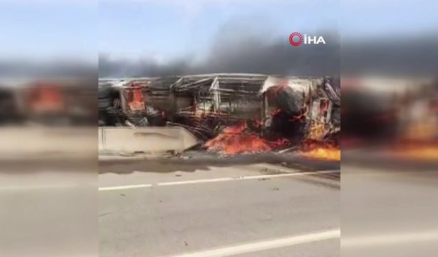 Irak'ta katliam gibi kaza: Türbe ziyaretinden dönen yolcu otobüsü alev alev yandı