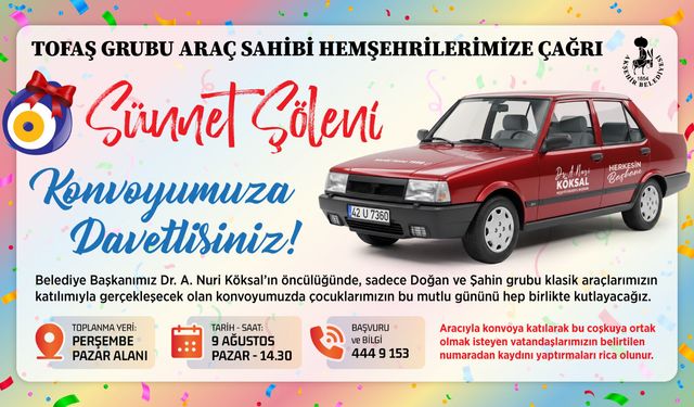 Akşehir’de rengârenk sünnet konvoy sokakları hareketlendirecek