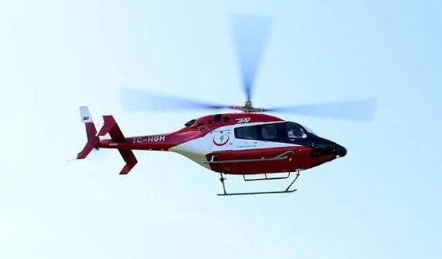 Kalp krizi geçiren hasta için helikopter ambulans devreye girdi