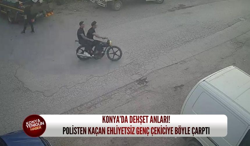 Konya’da dehşet anları! Polisten kaçan ehliyetsiz genç çekiciye böyle çarptı
