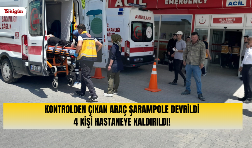 Kontrolden çıkan araç şarampole devrildi 4 kişi hastaneye kaldırıldı!