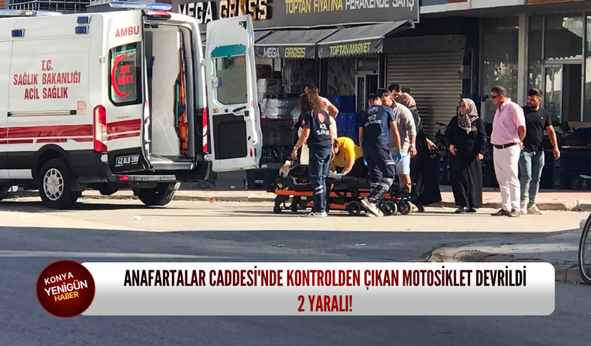 Anafartalar Caddesi'nde kontrolden çıkan motosiklet devrildi: 2 yaralı!