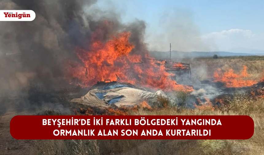 Beyşehir’de iki farklı bölgedeki yangında ormanlık alan son anda kurtarıldı