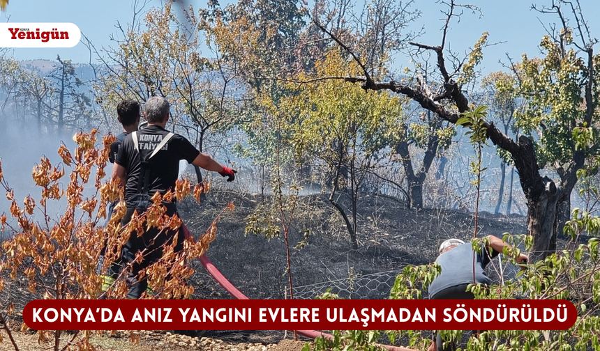 Konya’da anız yangını evlere ulaşmadan söndürüldü