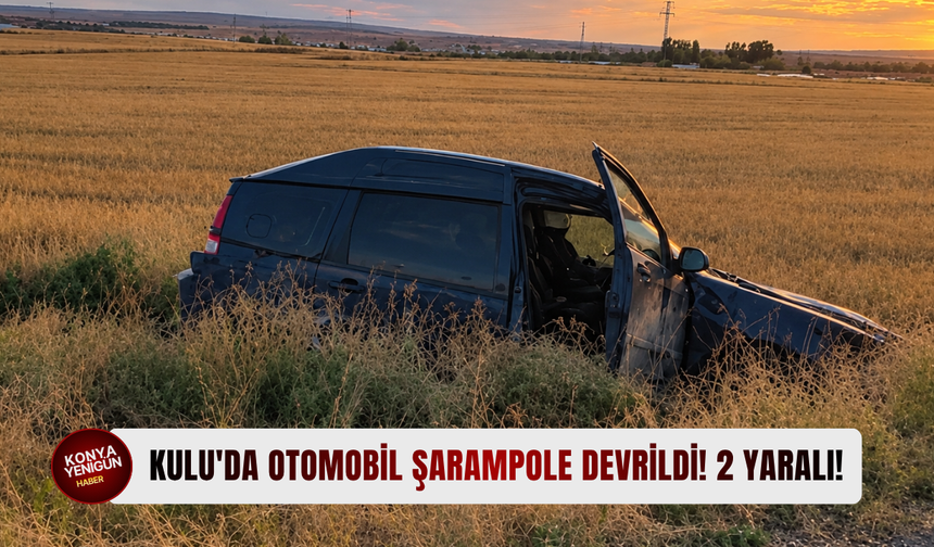 Kulu'da otomobil şarampole devrildi! 2 yaralı!