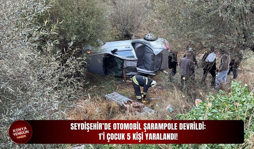 Seydişehir’de otomobil şarampole devrildi: 1’i çocuk 5 kişi yaralandı!