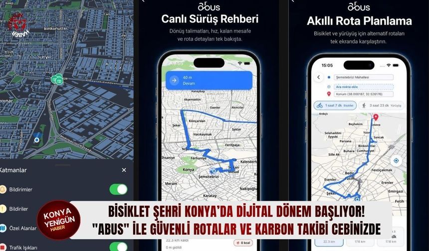 Bisiklet Şehri Konya’da dijital dönem başlıyor: "ABUS" ile güvenli rotalar ve karbon takibi cebinizde!
