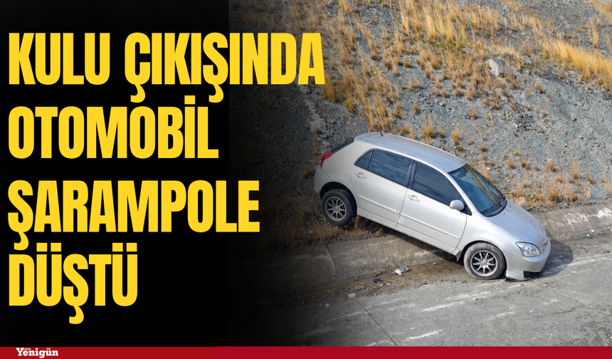 Kulu çıkışında otomobil şarampole düştü