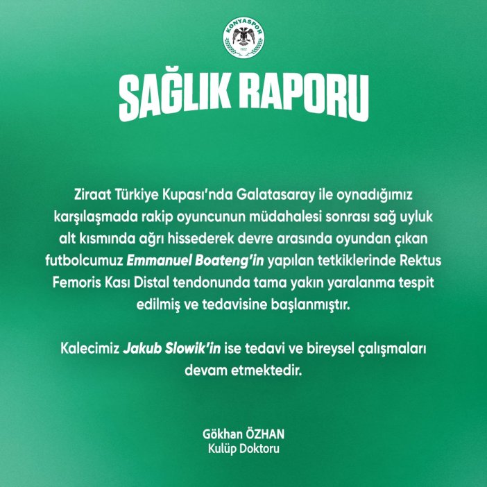 Konyaspordan Sakatlik Aciklamasi