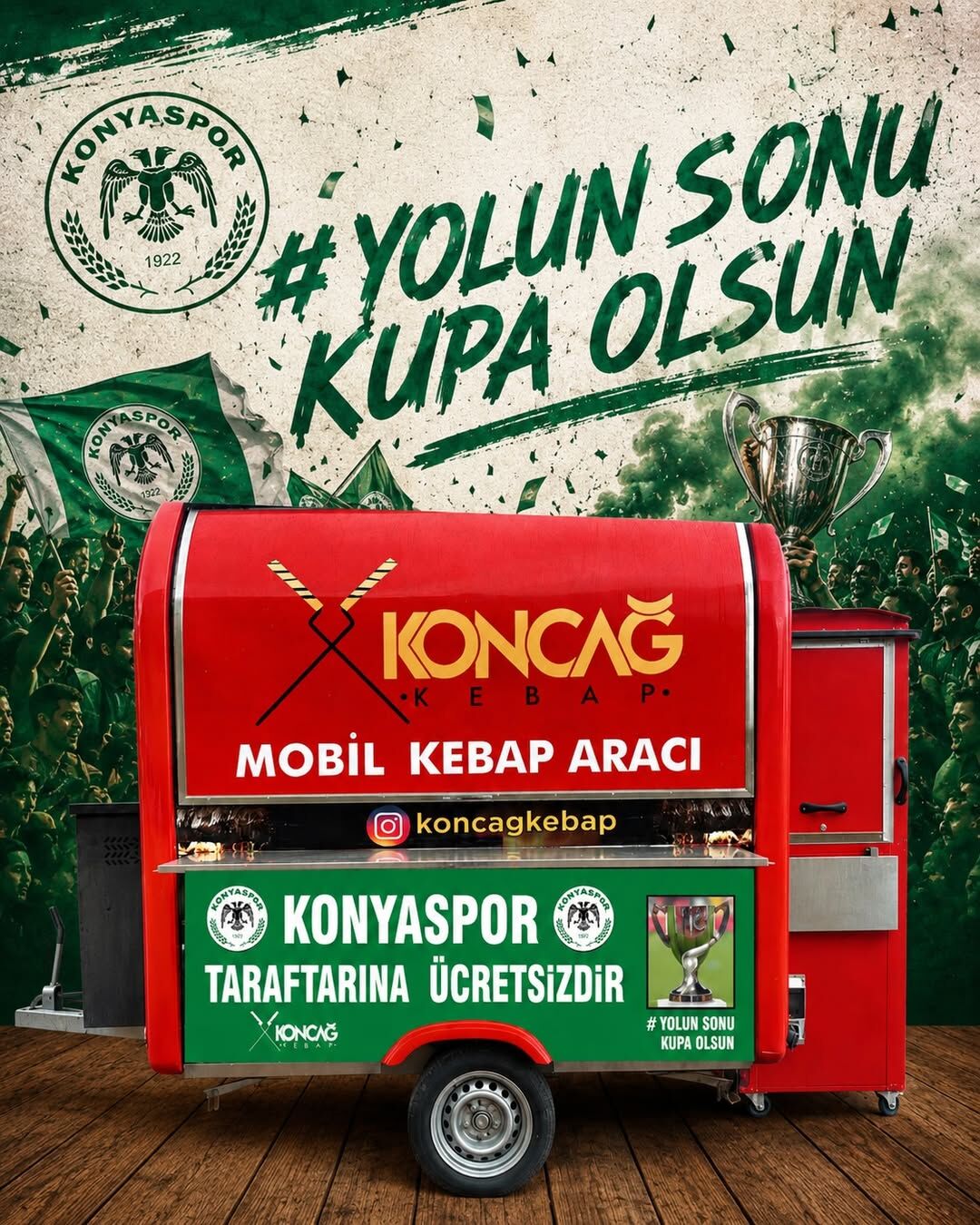 🔥 Konyaspor Taraftarina Ücretsi̇z! 💚🤍Koncağ Kebap Mobil Kebap Aracıyla Maç Heyecanını Lezzetle (1)