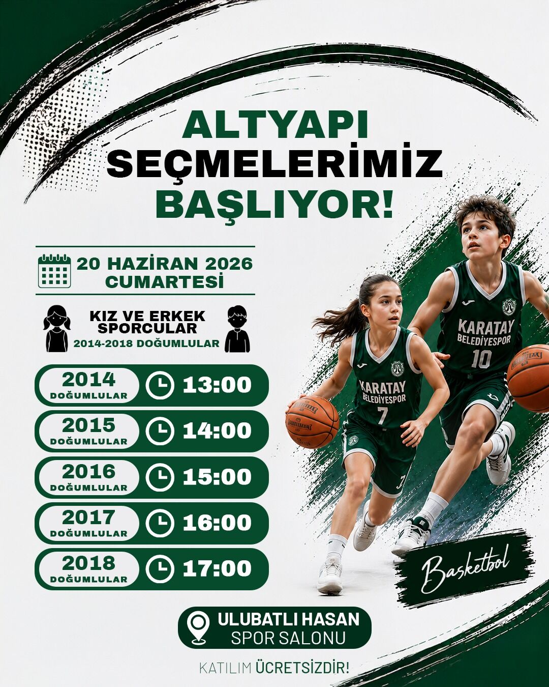 🏀 Karatay Beledi̇yespor Basketbol Altyapi Seçmeleri̇ Başliyor!Basketbola Gönül Veren Genç Yetenek